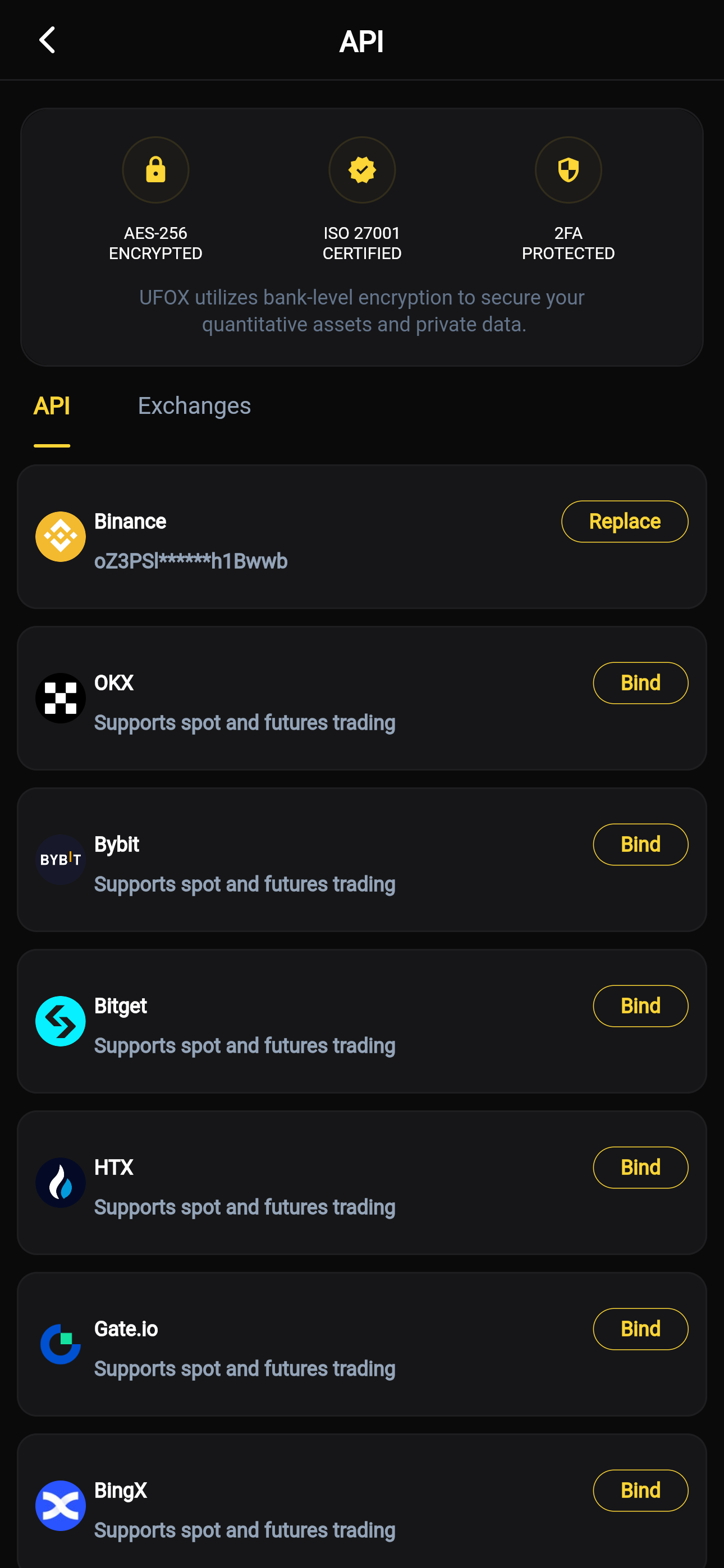 Binance API Connected Status