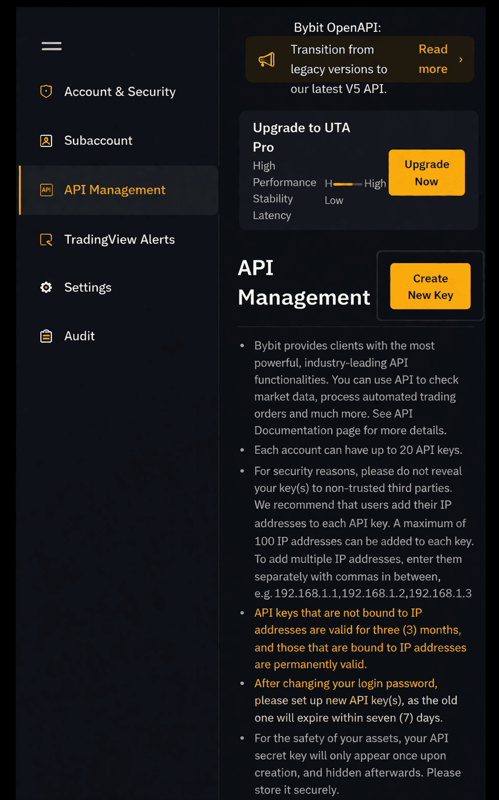 Create Bybit API Step 1