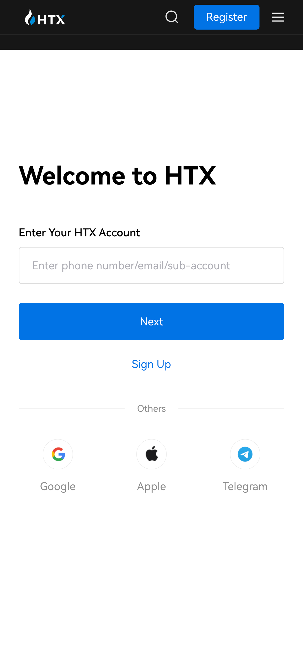 HTX Login Page