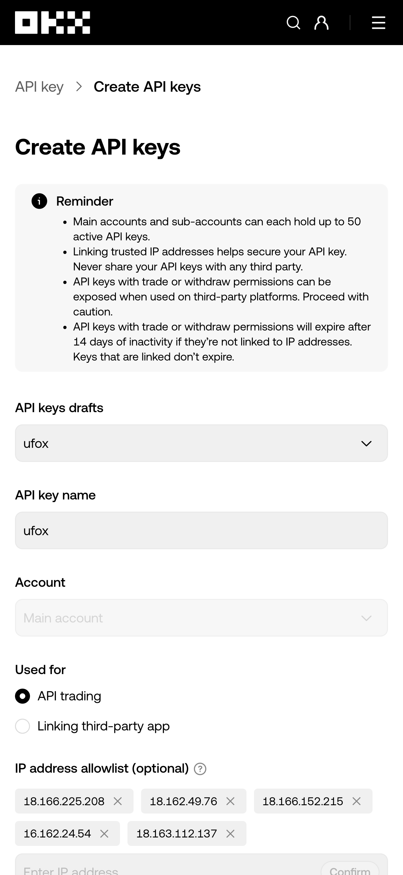 Create OKX API