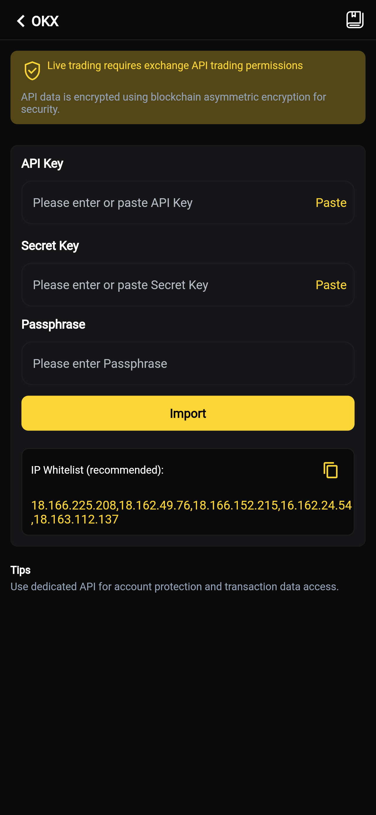 OKX API IP Whitelist