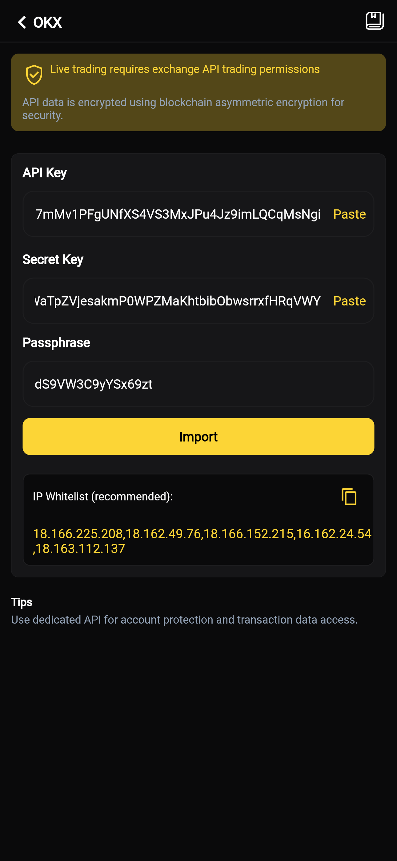 Bind OKX API on Platform